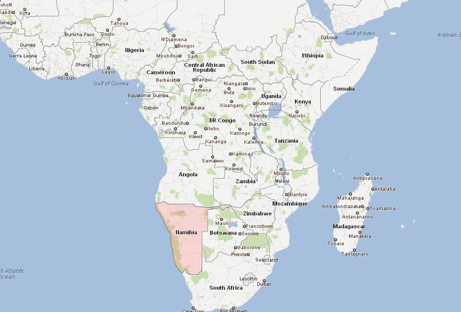 karte von namibia afrika